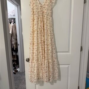 Altar'd State Cream and Pink Floral Maxi Dress